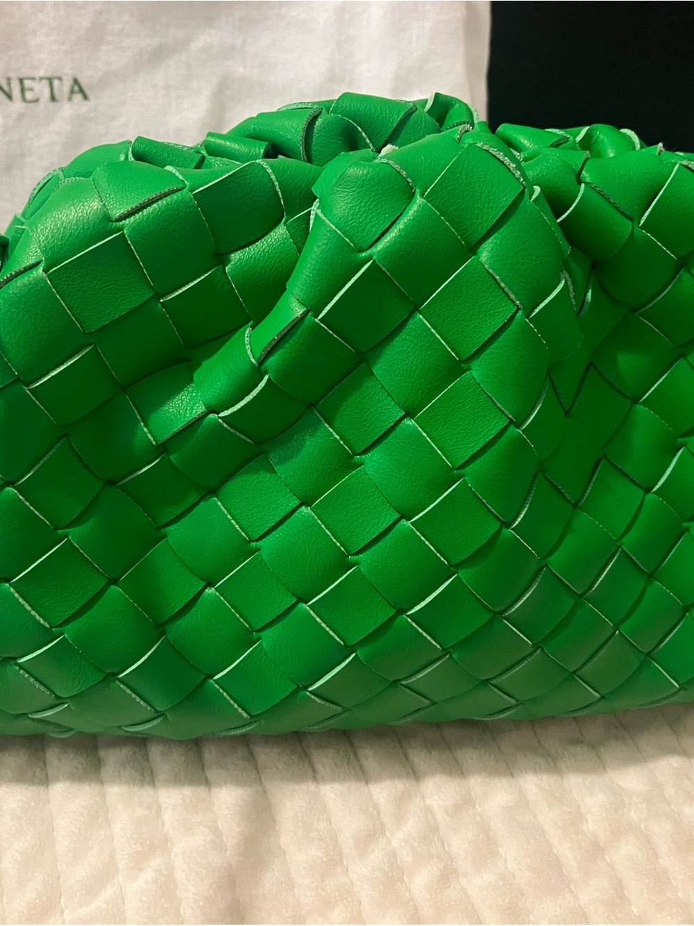 $2900  BOTTEGA VENETA Mini Pouch Clutch in Parakeet and Gold with dust bag - Picture 7 of 16